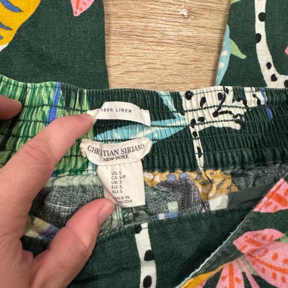 Christian Siriano Multicolor Jungle Print Linen Wide Leg Pants - Picture 3 of 3